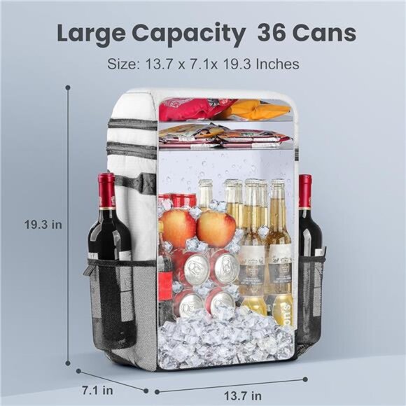 Cooler Backpack, 36 Cans Multifunctional Leakproof Cooler Backpack with Padded - Picture 9 of 14
